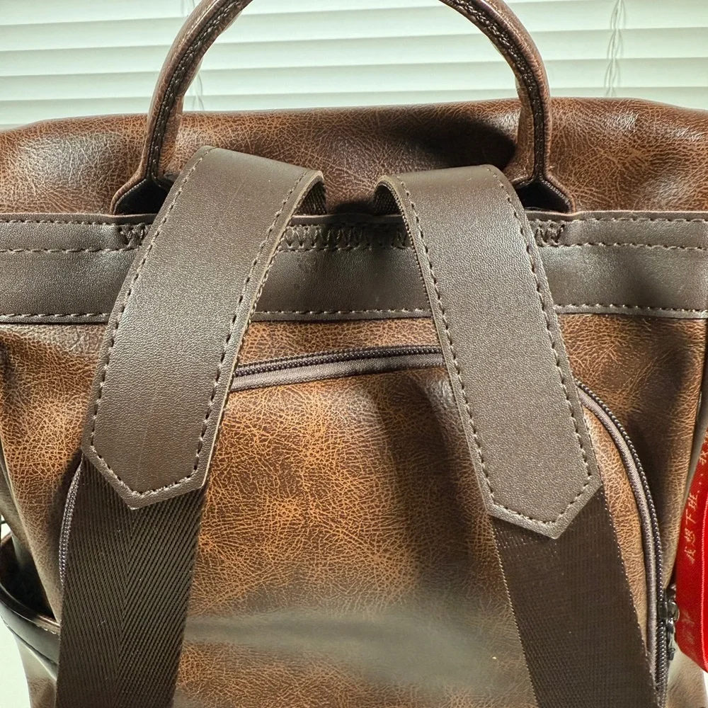 Cheruty Brown Women's Faux Leather Backpack - Picture 8 of 9